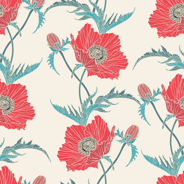 Haşhaş çiçekleriyle kusursuz desen