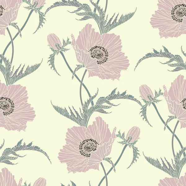 Haşhaş çiçekleriyle kusursuz desen