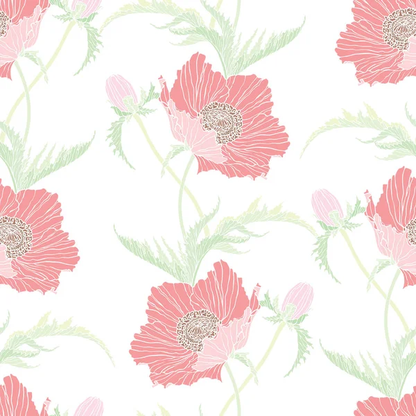 Haşhaş çiçekleriyle kusursuz desen