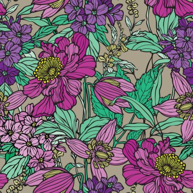 Çiçek seamless modeli çiçekli haşhaş 