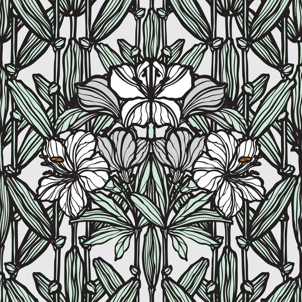 Florales Nahtloses Muster Blumen Lilie Illustration — Stockvektor