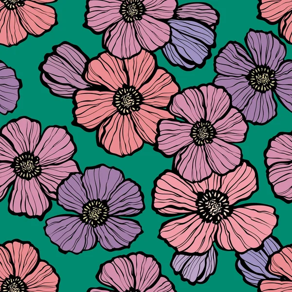 Florales Nahtloses Muster Blumen Als Illustration — Stockvektor