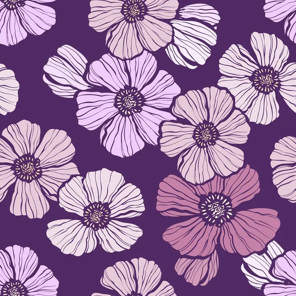 Sömlös Blommönster Blommor Illustration — Stock vektor