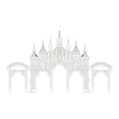 Vintage kemer vektör. İnce anahat kale lineer tarzda