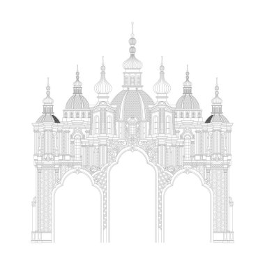 Vintage kemer vektör. İnce anahat kale lineer tarzda