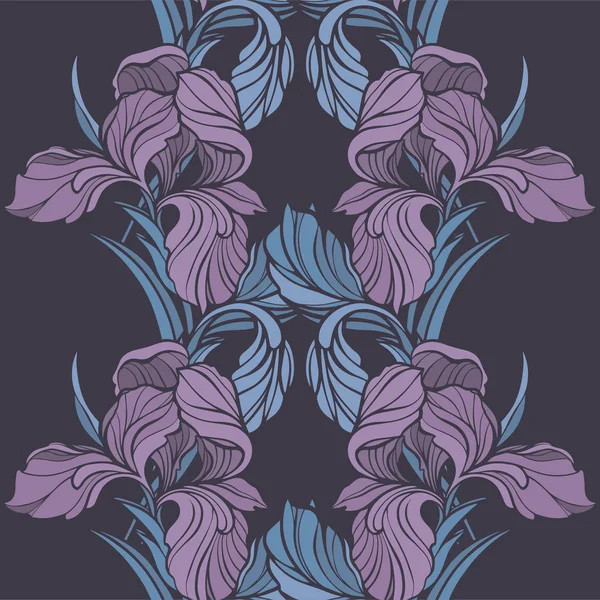 Διάνυσμα Ίρις Φυτικό Βοτανικό Λουλούδι Άγριο Ανοιξιάτικο Λουλούδι Απομονωμένο Απρόσκοπτη — Διανυσματικό Αρχείο