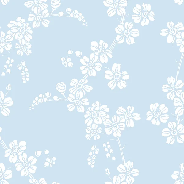 Sömlös Blommönster Blommor Illustration — Stock vektor