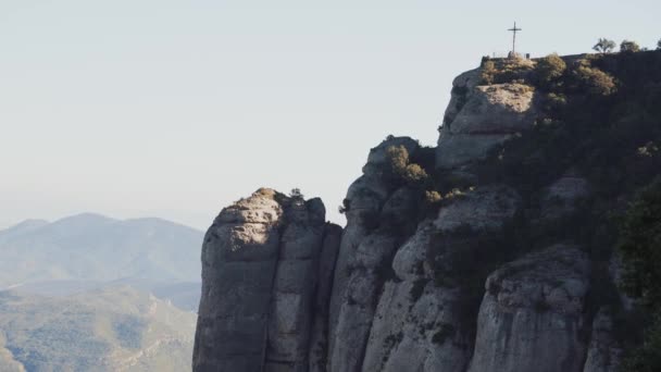 西班牙加泰罗尼亚蒙特塞拉特名山全景 — 图库视频影像