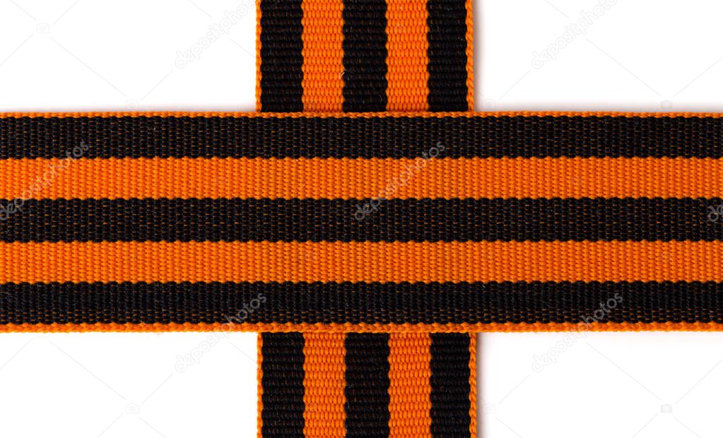 St. George ribbon on a white background. Black orange ribbon clo