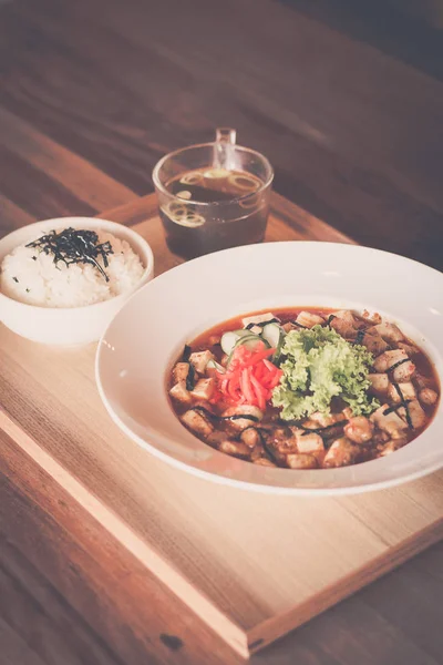 Mapo Tofu Teishoku Set Miso Soup Rice Tray — Stock Photo, Image