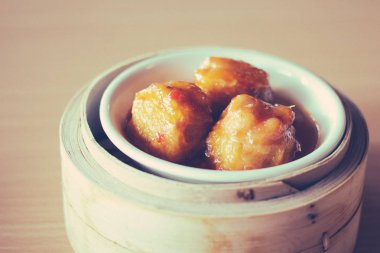 Çeşitli geleneksel Çince Dim Sum Dian Xin Çin restoranı