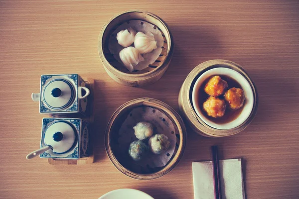 Různé Tradiční Čínština Dim Sum Dian Xin Čínské Restauraci — Stock fotografie