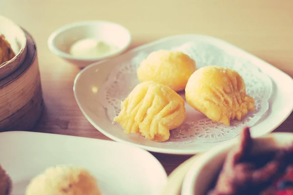 Various Traditional Chinese Dim Sum Dian Xin Chinese Restaurant — Stock Photo, Image