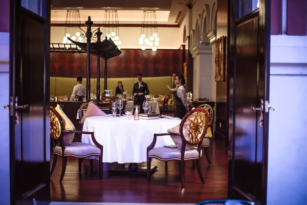 Definição Mesa Belo Restaurante Europeu — Fotografia de Stock