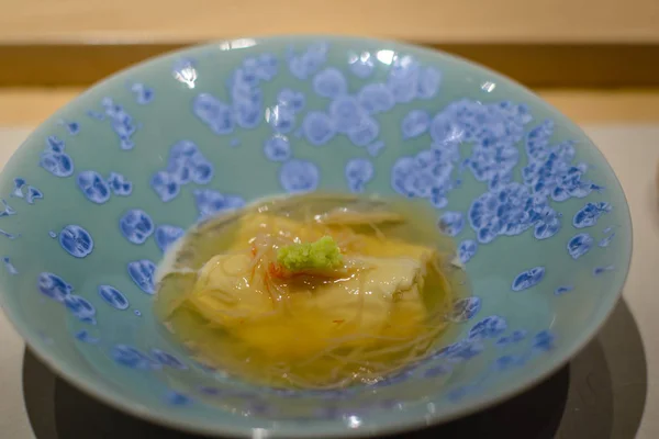 Tofu Frío Con Aperitivo Carne Cangrejo Restaurante Japonés — Foto de Stock