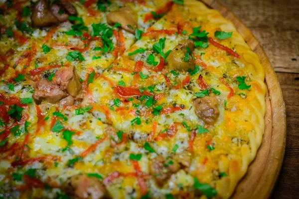 Trufa Foie Gras Pizza Salchichon Cobertos Com Queijo Manchego Raspado — Fotografia de Stock