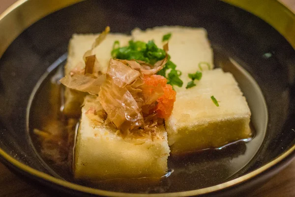 Agedashi Tofu Deep Fried Beancurd Soia Bonito Sauc — Fotografie, imagine de stoc