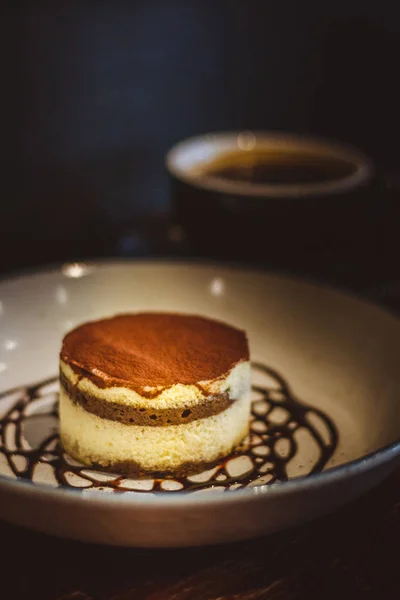 Tiramisu Un régal riche mêlant les saveurs audacieuses du cacao et de l'espresso avec du fromage mascarpone et des biscuits ladyfinger — Photo