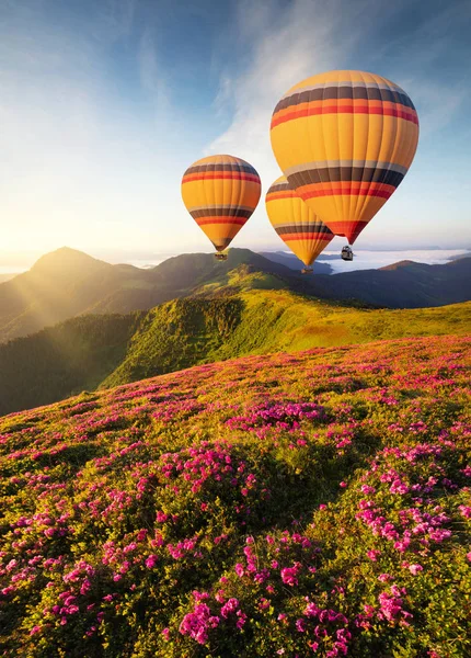 Luftballon Über Den Bergen Zur Sommerzeit Konzept Und Idee Des — Stockfoto