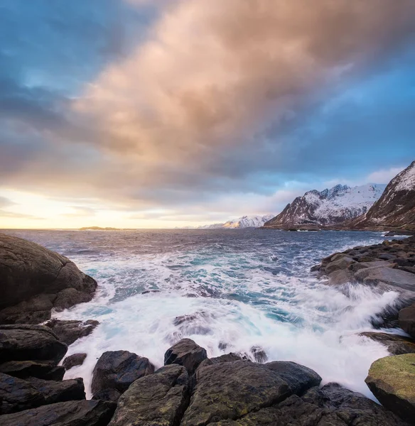 Seascape Storm Och Soluppgång Naturliga Seascape Norge — Stockfoto