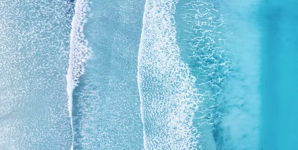 Beach Waves Top View Turquoise Water Background Top View Summer — Stock Photo, Image