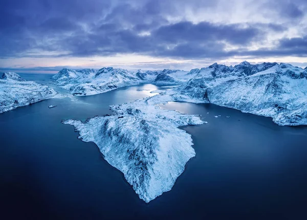 Letecký Pohled Ostrovy Lofoty Norsko Přírodní Krajina Drony Letecký Krajiny — Stock fotografie