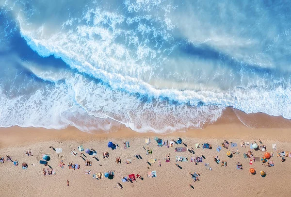 Aerial View Beach Turquoise Water Background Top View Summer Seascape — Stock Photo, Image