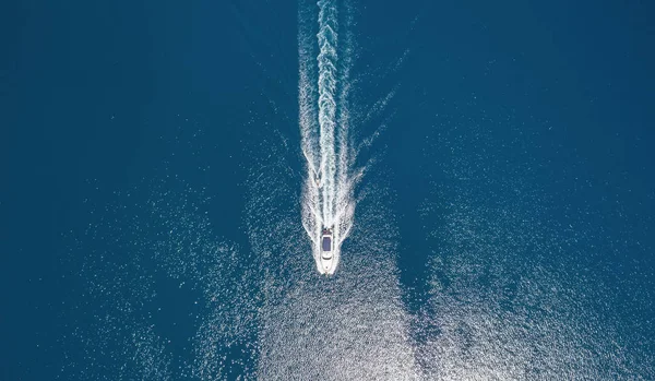 Kapal Pesiar Laut Dari Pandangan Atas Pemandangan Pesawat Perahu Latar — Stok Foto