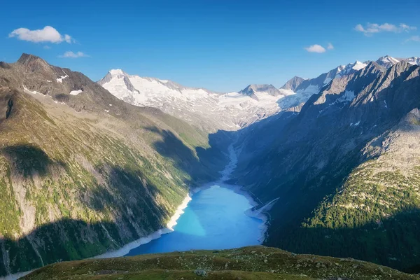 Jezioro Austrii Wysokie Góry Regionu Czasie Dnia Naturalny Krajobraz Góry — Zdjęcie stockowe