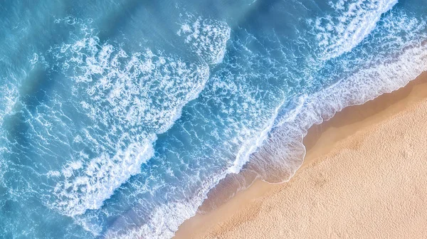 Beach Waves Top View Aerial View Luxury Resting Sunny Day — Stock Photo, Image
