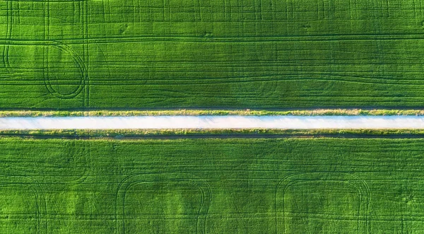 Aerial View Road Field Agricultural Landscape Air Field Road Farm — Stock Photo, Image