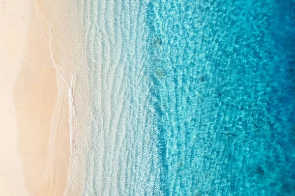 Praia Oceano Como Pano Fundo Vista Superior Fundo Água Azul — Fotografia de Stock