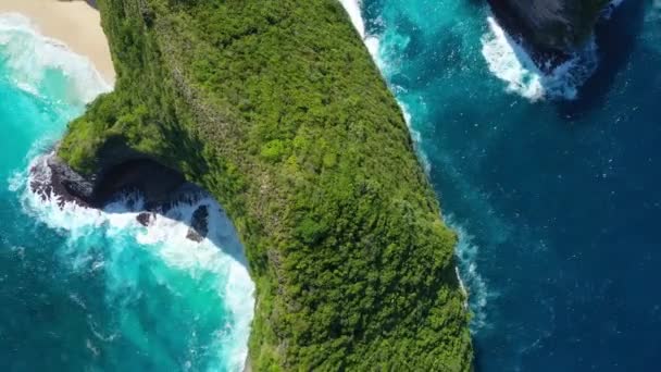 Vista Aérea Mar Rochas Fundo Água Azul Turquesa Vista Superior — Vídeo de Stock