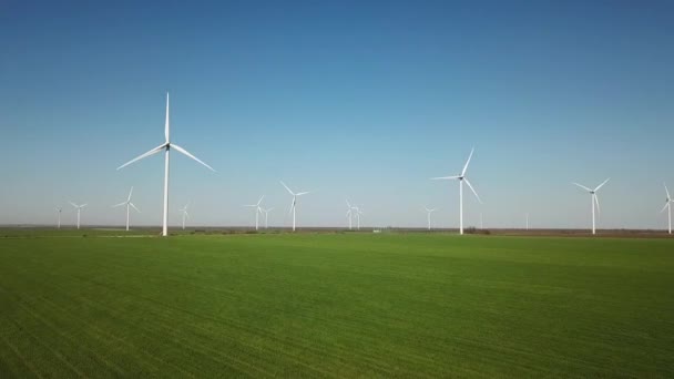 Estação Energia Eólica Campo Conceito Ideia Desenvolvimento Energético Alternativo Desenvolvimento — Vídeo de Stock