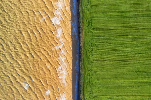 Campo Mar Como Pano Fundo Paisagem Agrícola Paisagem Drone — Fotografia de Stock