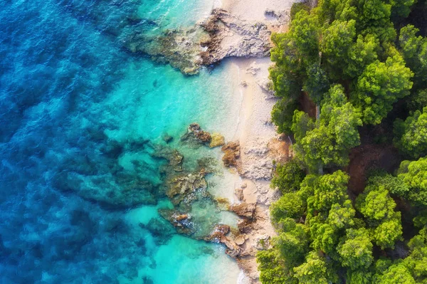 Hırvatistan Üst Görünümden Bir Arka Plan Olarak Sahil Üst Ten — Stok fotoğraf