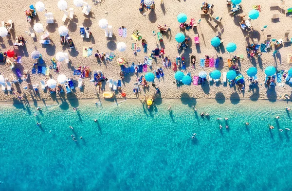 Kroatien Luftaufnahme Vom Strand Urlaub Und Abenteuer Strand Und Türkisfarbenes — Stockfoto