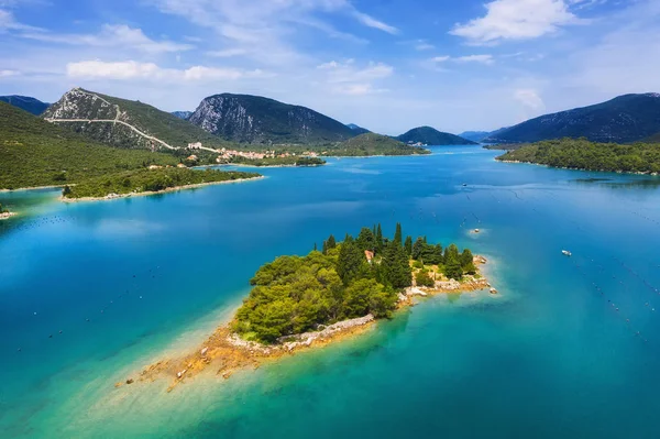 Kroatien Luftaufnahme Von Inseln Urlaub Und Abenteuer Draufsicht Von Der — Stockfoto
