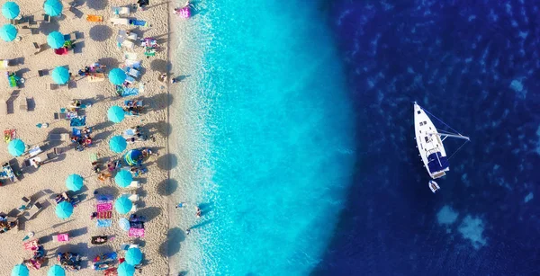 Hırvatistan Sahilde Yatta Havadan Manzara Tatil Macera Plaj Turkuaz Havadan — Stok fotoğraf