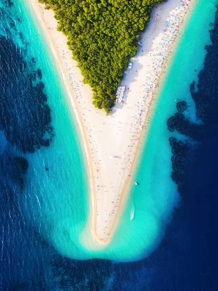 Hırvatistan Hvar Adası Bol Zlatni Rat Havadan Görünüm Havadan Plaj — Stok fotoğraf