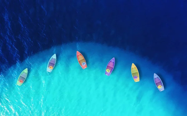Kapal Dari Udara Pemandangan Udara Laut Musim Panas Pemandangan Laut — Stok Foto