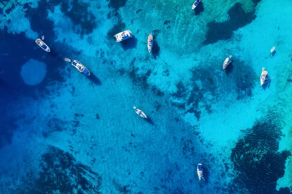 Barcos Desde Aire Vista Aérea Sobre Mar Paisaje Marino Verano —  Fotos de Stock