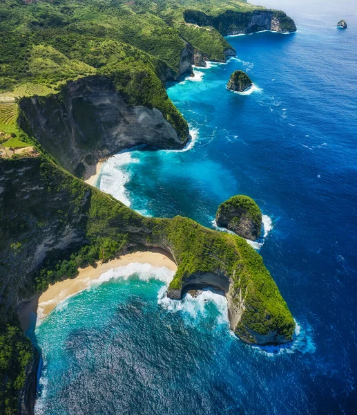 Vista Aérea Para Mar Rochas Fundo Água Azul Vista Superior — Fotografia de Stock