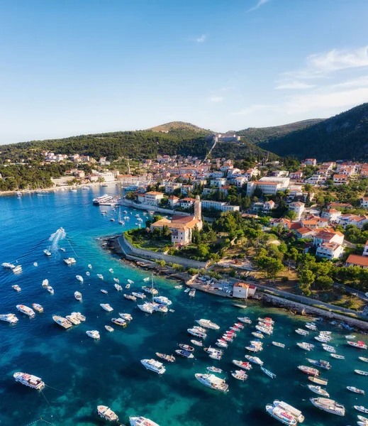 Cidade Hvar Croácia Vista Aérea Sobre Cidade Velha Férias Aventura — Fotografia de Stock