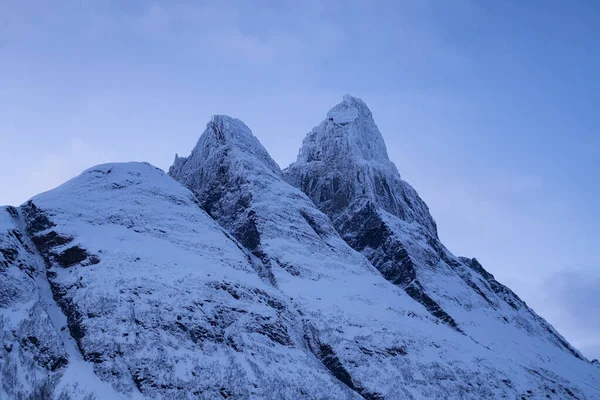 Лофотенські Острови Норвегія Гірські Вершини Під Час Заходу Сонця Вечірній — стокове фото