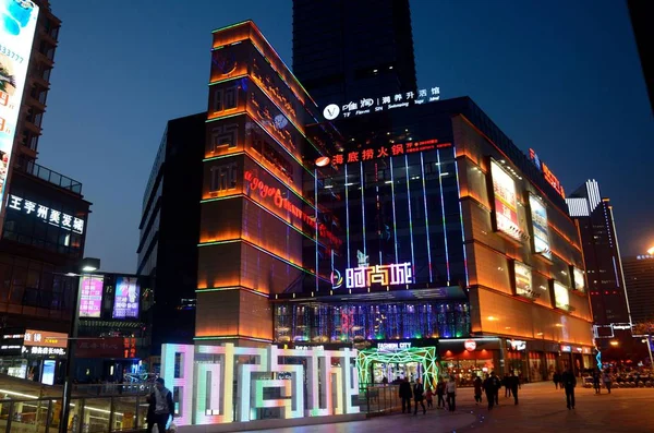 Changzhou China Abril Centros Comerciales Centro Ciudad Por Noche Abril — Foto de Stock