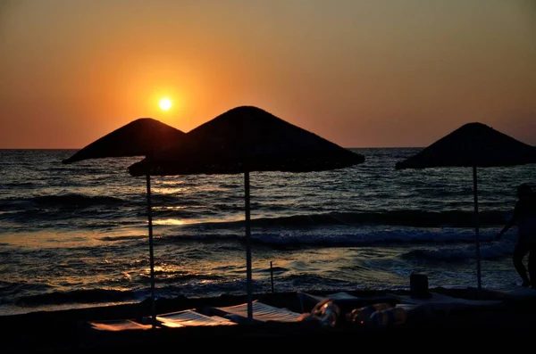 Zonsondergang Kusadasi Turkije Rustige Egeïsche Zee Avond — Stockfoto