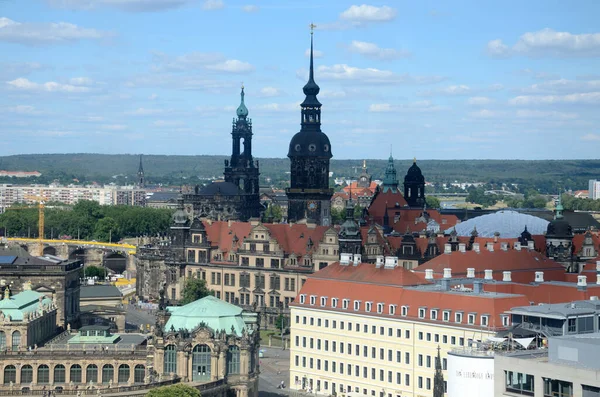 Dresdner Stadtbild Gesamtansicht Mit Zwinger Und Königsschloss Sachsen — Stockfoto