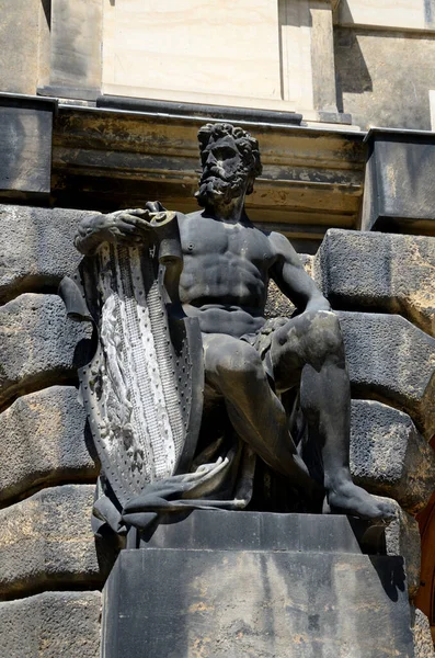 Old Sculpture Dresden City Saxony State Germany Classic Architecture Baroque — Stock Photo, Image