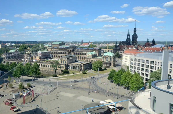 Paisagem Urbana Dresden Vista Geral Com Palácio Zwinger Castelo Rei — Fotografia de Stock